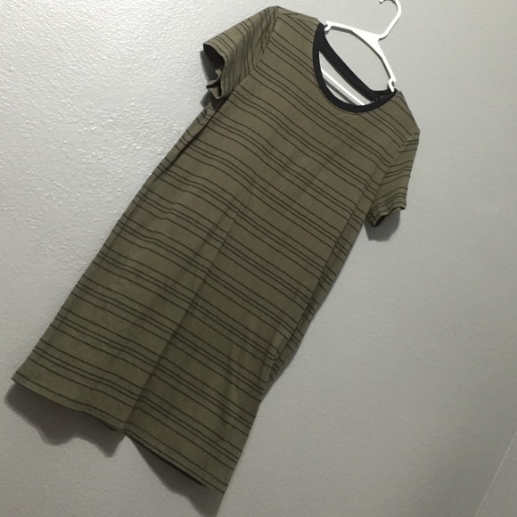 Low back t shirt dress, olive