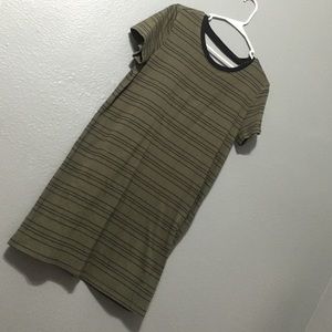 Low back t shirt dress, olive