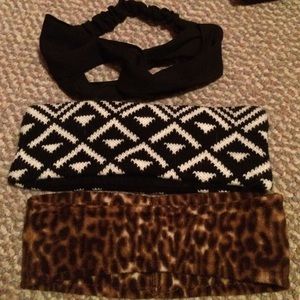 Thick Knit Headbands & Black Cross Headband