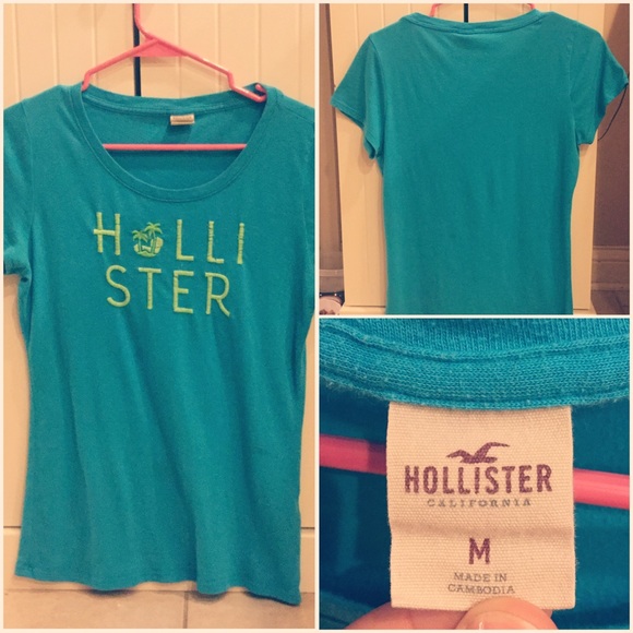 Blue and green hollister tee