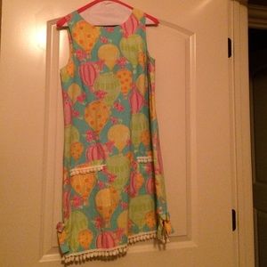 Hot Air Balloon Race Shift Dress with Pom-Poms