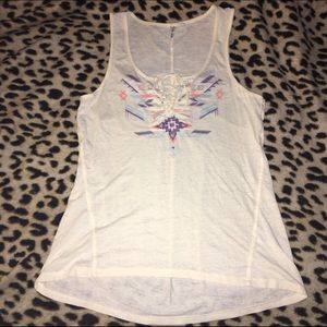 Lace up Aztec embroidered tank top