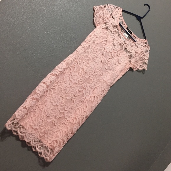 Lace overlay dress, blush