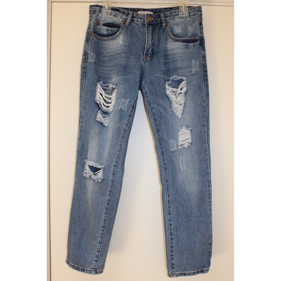 Blu Pepper destroyed ankle length jeans