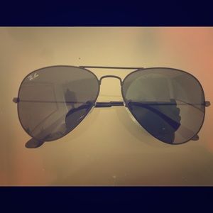 Womens All Black Ray Bans Aviator Sunglasses 55mm