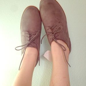 Grey suede oxfords