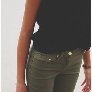 J. Crew olive green toothpick jeans!