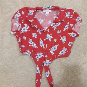 Floral button up crop top