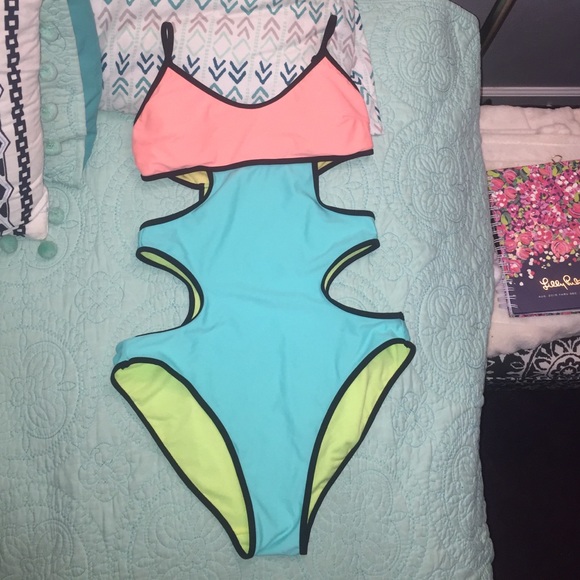 Multicolored One Piece Bathing Suit