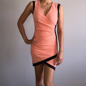 •Coral Bodycon Dress•