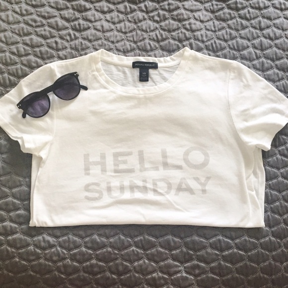 HELLO SUNDAY White Graphic Tee