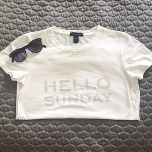 HELLO SUNDAY White Graphic Tee