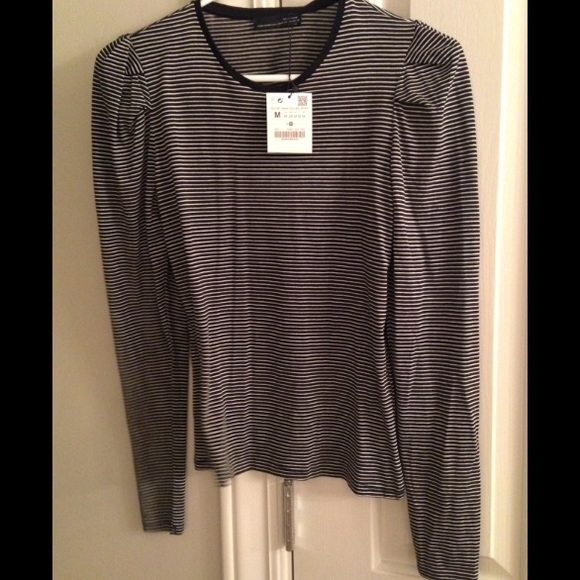 Zara NWT long sleeved striped cotton Tee