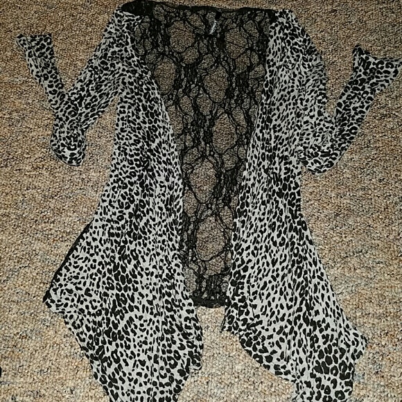 Women's Leopard cardigan with lace back