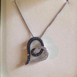 Black and white diamond necklace 18 inch chain