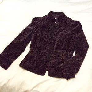 Ann Taylor Loft brown velvet Victorian jacket 4P.