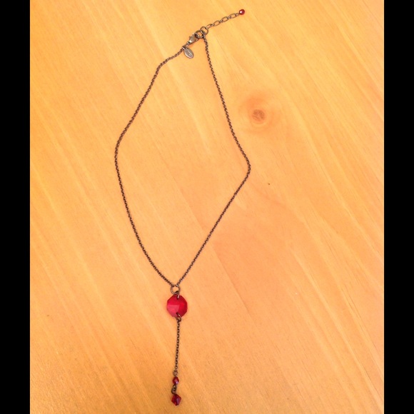 Express Red Stone Drop Necklace