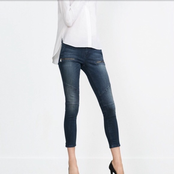 ZARA Zipped Biker Jeans