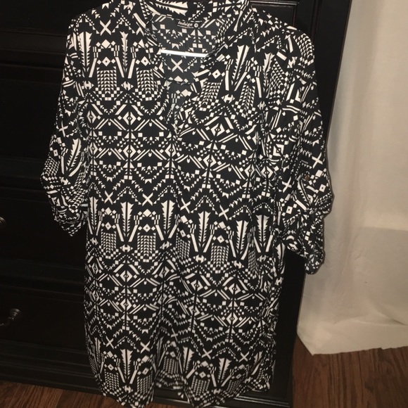 Black and white tribal tunic