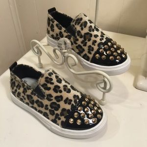 Little Girls | Suede-Like Leopard Sneaker