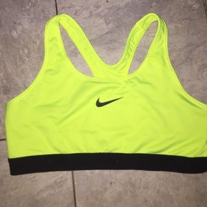 neon yellow Nike sports bra