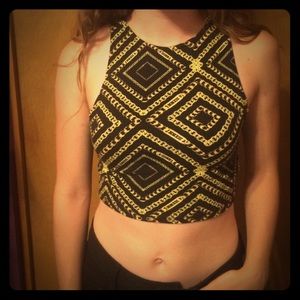Black and gold crop top