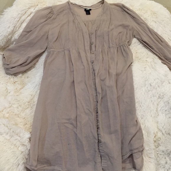H&M Long Tan Button Top