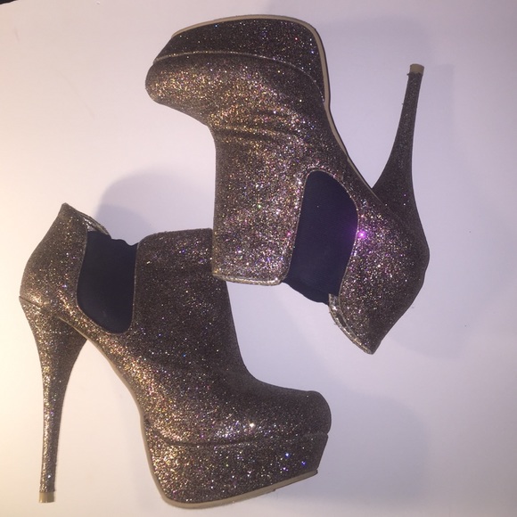 Steve Madden glitter heel booties