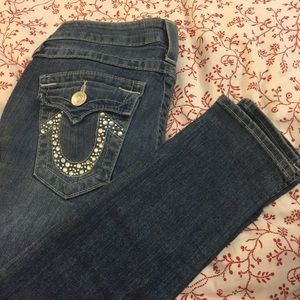 True religion jeans with crystal pockets.