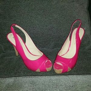 Guess Pink peep toe heels