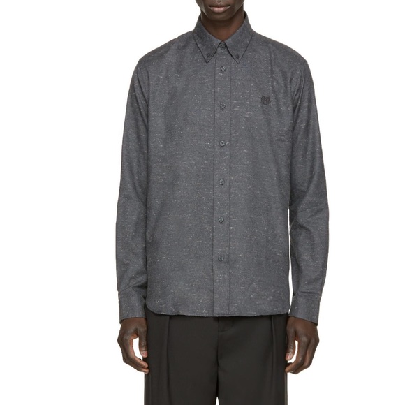 "Kenzo" Grey Confetti Flannel Logo Shirt