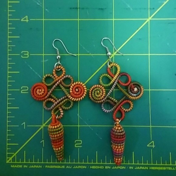 Thread Wrapped Earrings - Multi Color - Picture 4 of 4