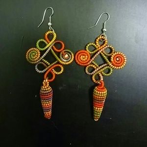 Thread Wrapped Earrings - Multi Color