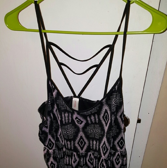 Pink and black geo print spaghetti strap dress