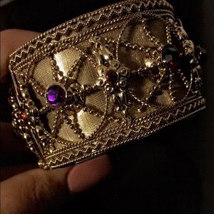 Golden Bangle with purple and red diamonds