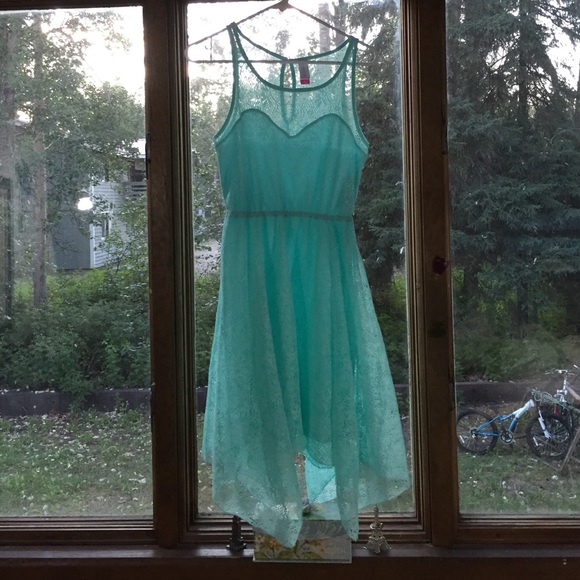 Teal lace dress