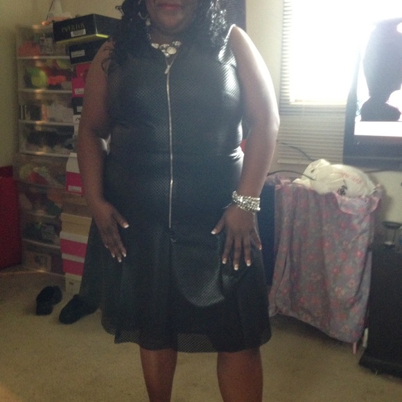 Black Calvin Klein leather look dress