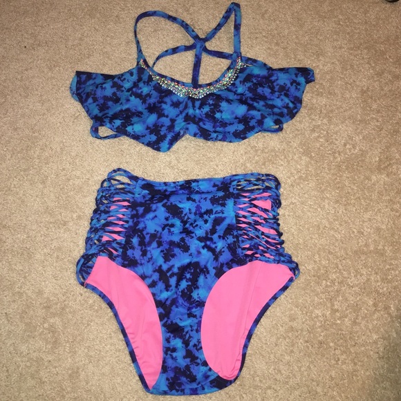 Victoria's Secret Other - Victoria's Secret Blue Tie Dye Swimsuit Set