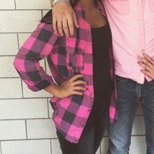 Hollister Pink and Navy Blue flannel