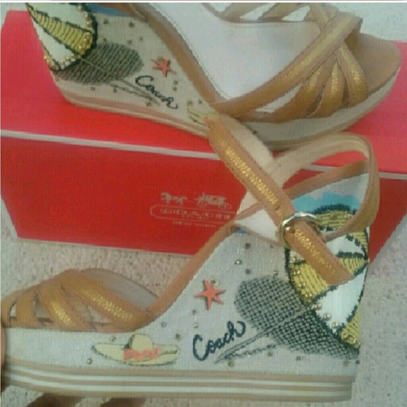 REDUCED! ON SALE Coach Tan caroline Wedges Heels