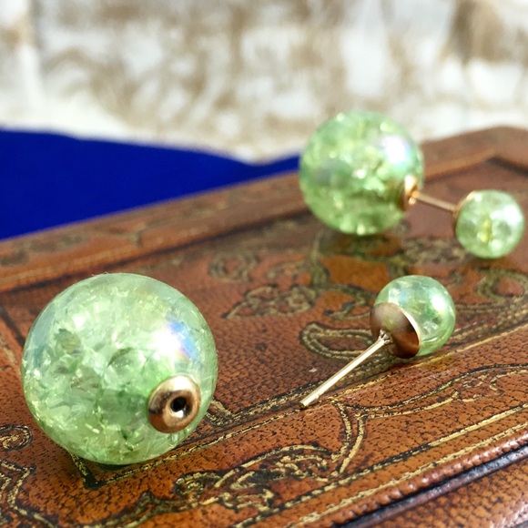 Green Double Stud Earrings - Picture 4 of 5