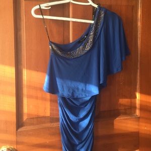 Royal blue one shoulder dress