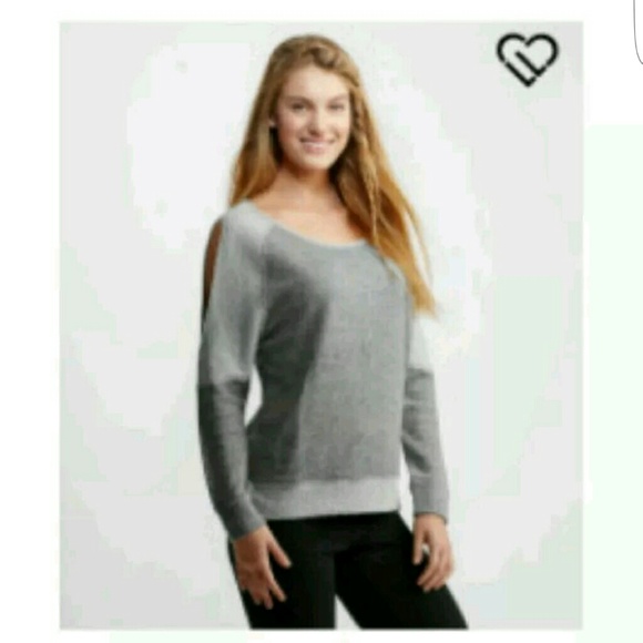 AEROPOSTALE❤ Terry Cold Shoulder Sweater~Gray~NWT~ - Picture 1 of 3