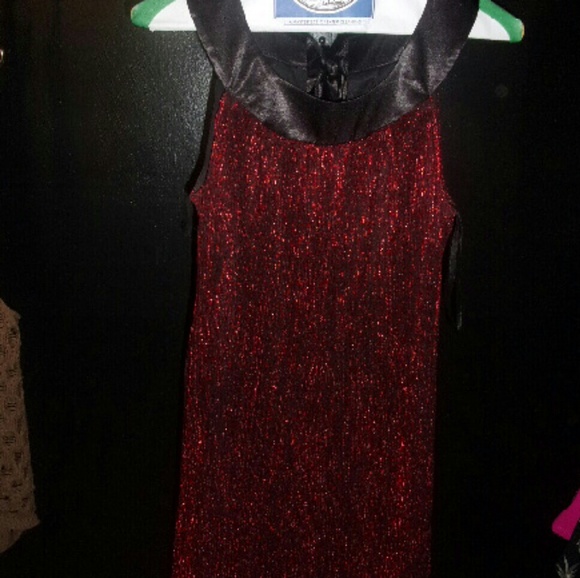 Metallic wine  and black dress