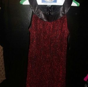 Metallic wine  and black dress