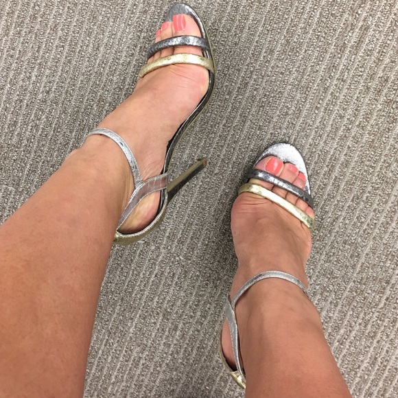 Metallic Guess Strappy Sandals Heels