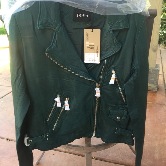 Sea Green Doma Leather Jacket