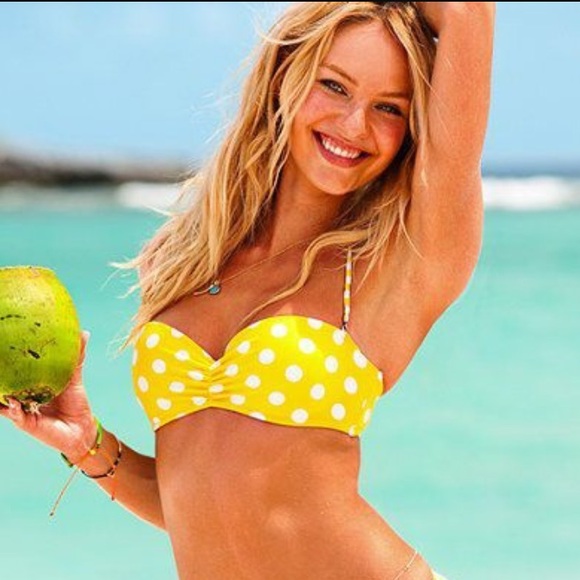 LIKE NEW Yellow Polka Dot Bikini Top