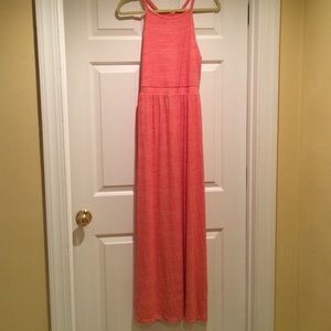 Coral colored maxi dress from Old Navy