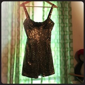 Gold sequined romper
